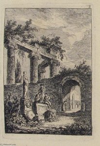 La Statue En Avant Les Ruines — Hubert Robert