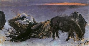 Gertruda Komorowska in the sleigh