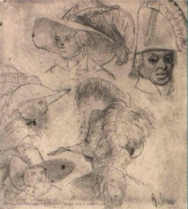 Study Sheet With Heads — Adolph Von Menzel
