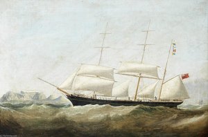 A Barque Beating Into Table Bay In A South-easterly Gale — Samuel Walters