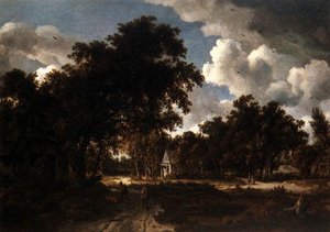 Wooded Landscape — Meindert Hobbema, Baroque
