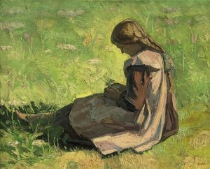 Girl Sitting In The Grass — Emmanuel Zairis, Realism
