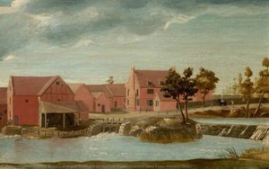 Wier And Water Mill On The River Avon, Stratford Upon Avon, Warwickshire — Edward Grubb
