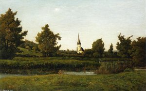 View Of A Village — Henri-joseph Harpignies