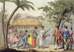 Captain Samuel Wallis Being Received By Queen — Gallo Gallina