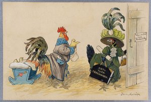 Title In Swedish: Herr Och Fru Kukeliku. Skiss Till Påskkort — Jenny Eugenia Nyström, Illustration