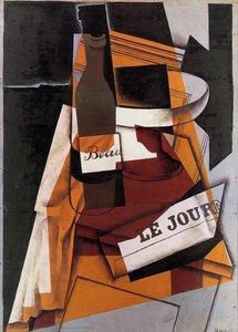 Bottle, Newspaper And Fruit Bowl — Juan Gris