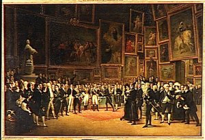 Charles X Distribuant Des Recompenses Aux Artistes Exposants Du Salon De 1824 Au Louvre, Le 15 Janvier 1825 — François Joseph Heim, Romantic History Painting