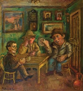 At The Table — David Davidovich Burliuk