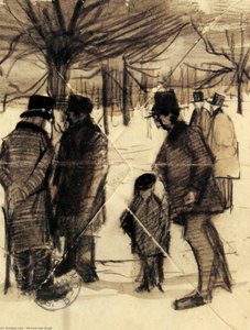 Five Men And A Child In The Snow — Vincent Willem Van Gogh, Realism, Post-impressionism