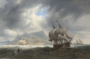 Shipping In A Heavy Swell Off Palermo — John Wilson Carmichael