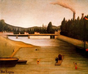 El Baño En Alfortville — Henri Julien Félix Rousseau (le Douanier), Post-impressionism;symbol