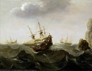 A Ship In A Rough Sea — Cornelis Verbeeck