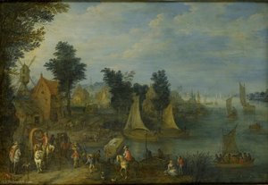 Village on the border of a river