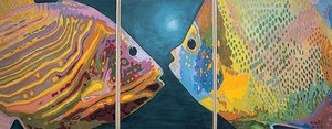 Two Colourful Kissing Fish