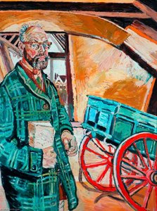 Self Portrait With Cart — John Bratby