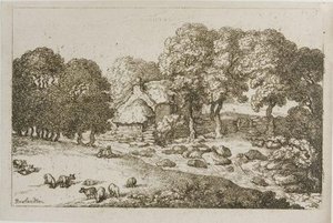 Cottage On The Shore Of A Stream — Thomas Rowlandson