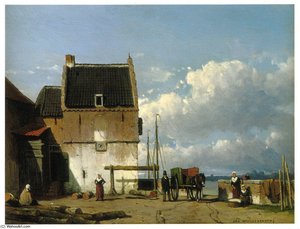 View Of The Old Harbour And Bottelpoort In Nijmegen — Johan Hendrik Weissenbruch, Hague School