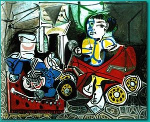 Claude And Paloma Playing — Pablo Picasso