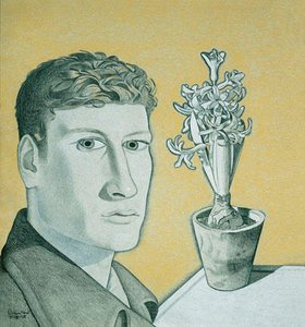 Self-portrait With Hyacinth In A Pot — Lucian Freud