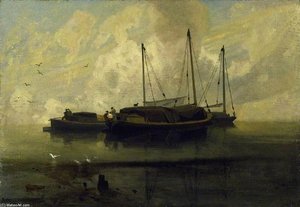 Boats At Anchor On Breydon Water — John Sell Cotman