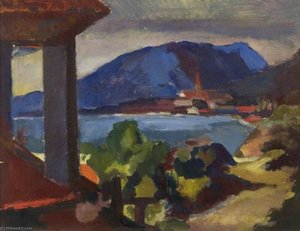 View Across A Bay With A Mountain Beyond — Theodor Kern