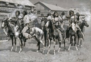 Crow Indians Firing into the Agency