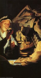 The Rich Old Man From The Parable, Detail — Rembrandt Van Rijn, Dutch Baroque