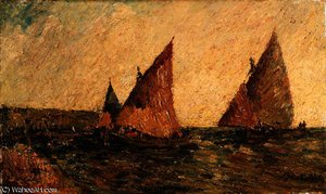 Boats At Sea — Adolphe Joseph Thomas Monticelli