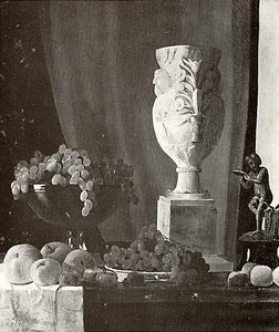 Fruit, Vase Statuette, (painting) — John Frederick Peto