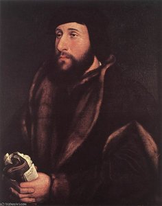 Portrait Of A Man Holding Gloves And Letter — Hans Holbein The Younger
