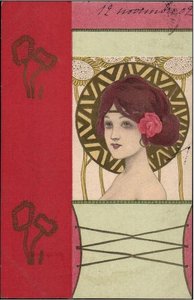 Girls Faces With Red Border — Raphael Kirchner