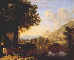 Italian Landscape With Bridge And Castle — Herman Van Swanevelt, Baroque