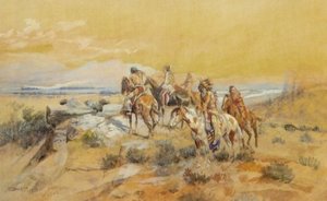 Watching The Iron Horse — Charles Marion Russell, Impressionism