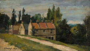 Cottages Near The 'bull And Bush', July — Ernest Stamp, Impressionism