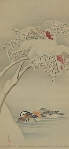 Mandarin Ducks In Snowy Landscape — Matsumura Keibun