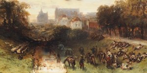 Resting French Soldiers Near A Dutch Town
