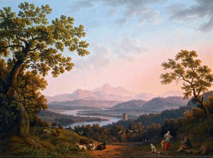 A View Along The Valley Of The River Tiber Towards Poggio Mirteto, And Beyond The Sabine Mountains Lit Up By The Evening Sun — Jakob Philipp Hackert