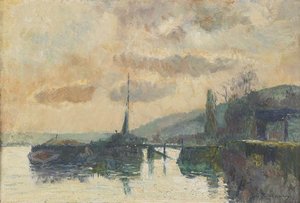 Bateaux À L'appontement De Dieppedalle — Albert-charles Lebourg