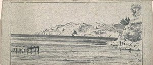 Seascape With Two Figures At The Bottom Of The Cliffs — Paul Camille Guigou