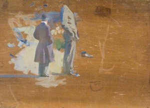 Studies Of Men Standing — Sir Alfred James Munnings, Impressionistic Landscape