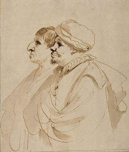 Caricature Of Two Men Seen In Profile — Guercino