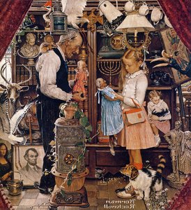 April Fool Girl with Shopkeeper