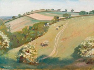 A View On Exmoor With Bushes In Blossom — Sir Alfred James Munnings