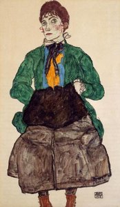 Woman In A Green Blouse And Muff — Egon Schiele
