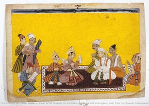 Court Artist Drawing The Portraits Of Bharata And Shatrughna: Folio From The Shangri Ii Ramayana Series — Bahu Masters