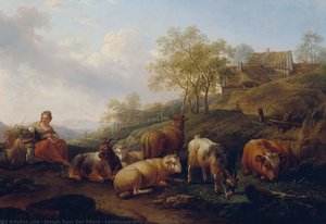 Landscape With Grazing Cattle — Joseph Roos Der Ältere, Rococo