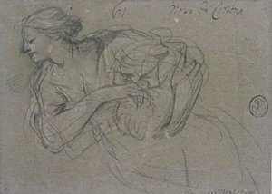Woman In Profile To Left, Holding A Vase — Пјетро Да Кортона