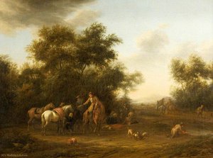 Horsemen Halted In A Wood — Barend Gael Or Gaal