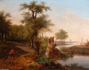 Landscape With A River And A Sportsman